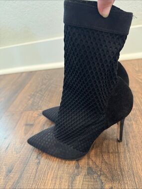 Gianvito Rossi Black Mesh Pointed Stiletto Sock Boots